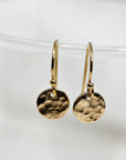Hammered Gold Filled Disc Dangle Earrings