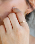 Gold Filled Stacking Ring – Dainty Hammered Bead Ring, Minimalist Gold Dot Ring, Thin Midi Ring