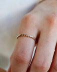 Gold Filled Stacking Ring – Dainty Hammered Bead Ring, Minimalist Gold Dot Ring, Thin Midi Ring