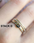 Solid 14k Gold Rustic Pebble Ring, Silver Band Gold Initial Ring