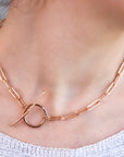 Gold Chunky Elongated Rectangle Chain Necklace, Toggle Layering Necklace