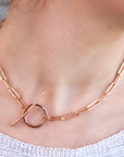 Gold Chunky Elongated Rectangle Chain Necklace, Toggle Layering Necklace