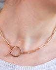 Gold Chunky Elongated Rectangle Chain Necklace, Toggle Layering Necklace - Melt'm Jewelry