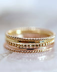 14K Solid Gold Hammered Dainty Thin Ring