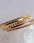 14k Solid Gold Twisted Ring, Gold Stackable Ring, Midi Ring