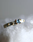 Princess Cut Aquamarine Ring Mixed Metal Gold and Silver - Melt'm Jewelry