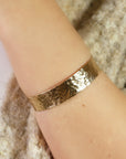 Wide Hammered Gold Cuff Bracelet Personalized