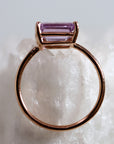 Emerald Cut Amethyst Ring in 14k Rose Gold or Yellow Gold