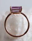 Emerald Cut Amethyst Ring in 14k Rose Gold or Yellow Gold