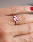 Emerald Cut Amethyst Ring in 14k Rose Gold or Yellow Gold