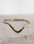 Gold Filled Chevron Ring, Curved Band Ring - Melt'm Jewelry