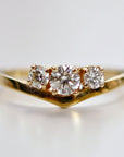 Chevron Wedding Band Three Stone Diamond Ring