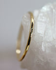 14K Solid Gold Hammered Dainty Thin Ring