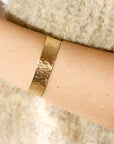 Wide Hammered Gold Cuff Bracelet Personalized