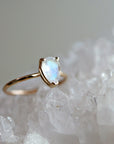 14k Gold Pear Cut Rainbow Moonstone Ring - Melt'm Jewelry