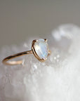 14k Gold Pear Cut Rainbow Moonstone Ring - Melt'm Jewelry