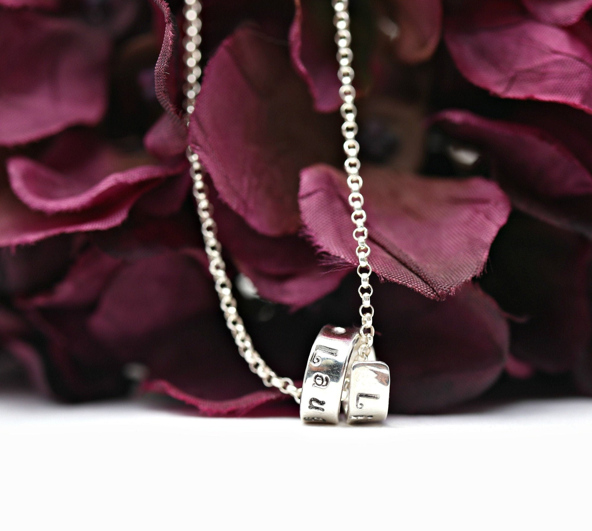 Hand Stamped Wrapped Scroll Necklace Personalized Sterling Silver Hidden Message