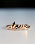 14k Gold Love Ring, Script Love Ring