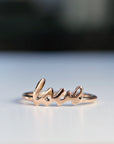 14k Gold Love Ring, Script Love Ring