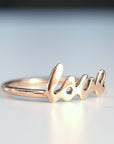 14k Gold Love Ring, Script Love Ring