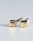 Cube Stud Earrings in 14k Gold - Melt'm Jewelry