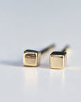 Cube Stud Earrings 14k Solid Gold Stud Earrings, Tiny Stud Earrings, Cube Earrings