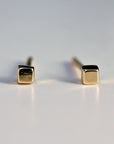 Cube Stud Earrings 14k Solid Gold Stud Earrings, Tiny Stud Earrings, Cube Earrings