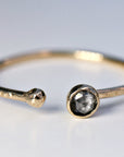 14k Gold Salt and Pepper Diamond Ring, Open Cuff Ring