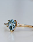 Diamond & Pear Aquamarine Engagement Ring in 14k Gold
