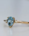 Diamond & Pear Aquamarine Engagement Ring in 14k Gold
