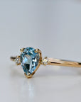 Diamond & Pear Aquamarine Engagement Ring in 14k Gold - Melt'm Jewelry