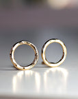 14k Hammered Gold Circle Stud Earrings - Melt'm Jewelry