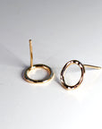 14k Hammered Gold Circle Stud Earrings