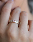 Textured Silver Band and Gold Granule Accents, Pink Tourmaline Ring