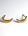 14k Solid Gold Crescent Moon Earrings, Moon Stud Earrings