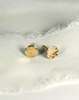Hammered Gold Stud Earrings, 14k Solid Gold Disc Earrings