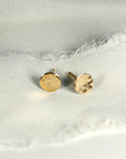 Hammered Gold Stud Earrings, 14k Solid Gold Disc Earrings