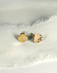 Hammered Gold Stud Earrings, 14k Solid Gold Disc Earrings