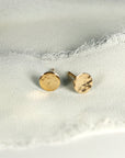 Hammered Gold Stud Earrings, 14k Solid Gold Disc Earrings