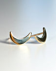14k Solid Gold Crescent Moon Earrings, Moon Stud Earrings
