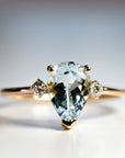Diamond Pear Aquamarine Engagement Ring