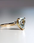 Diamond Pear Aquamarine Engagement Ring