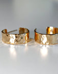 Chunky Gold Hoops, Hammered Gold Thick Hoop Earrings - Melt'm Jewelry