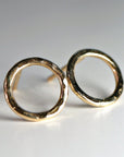 14k Hammered Gold Circle Stud Earrings - Melt'm Jewelry