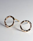 14k Hammered Gold Circle Stud Earrings - Melt'm Jewelry