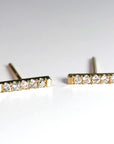14K Gold Diamond Bar Earrings (SINGLE or PAIR)