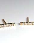 14K Gold Diamond Bar Earrings (SINGLE or PAIR)