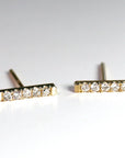 14K Gold Diamond Bar Earrings (SINGLE or PAIR) - Melt'm Jewelry