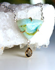 14k Gold Genuine Opal Necklace, Smokey Quartz & Peruvian Opal Pendant
