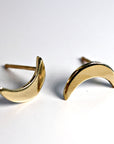 14k Solid Gold Crescent Moon Earrings, Moon Stud Earrings